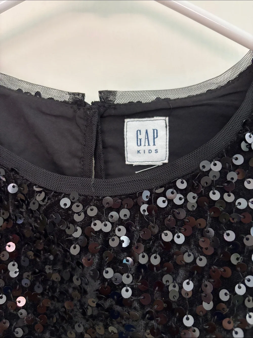 GAP Black Sequin Short-Sleeve Top
